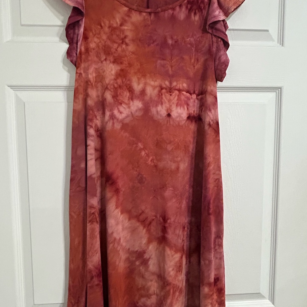Women's Tie-Dye Casual Dress in Pink and Brown